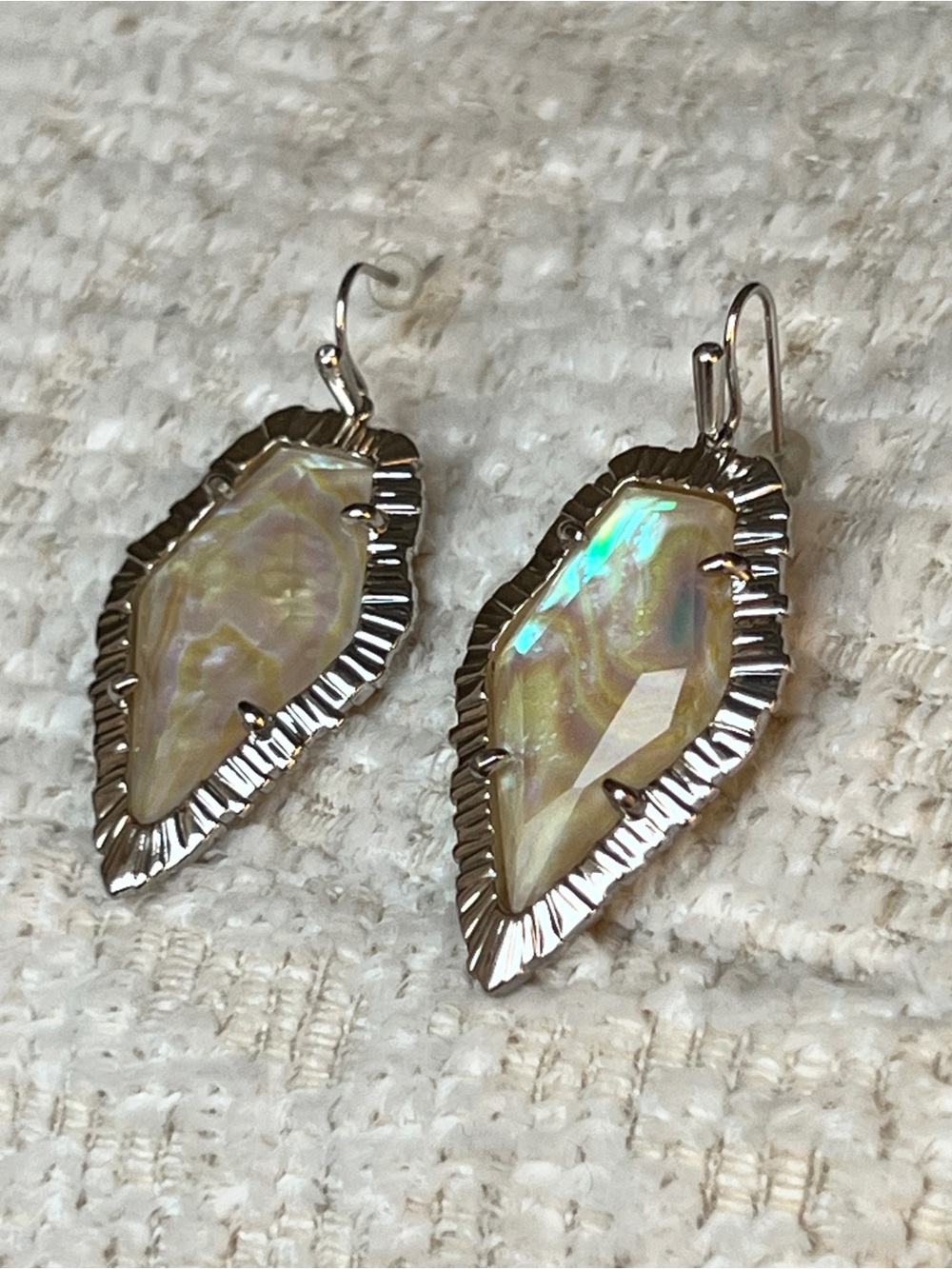 Aurora Iridescent Pearl Drop Earrings in Silver